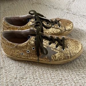 GOLDEN GOOSE Metallic Gold Sneakers Size 34